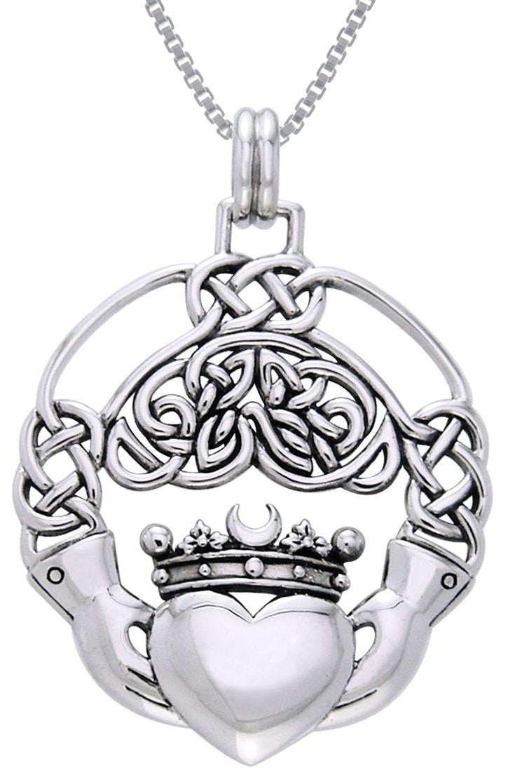 Sterling Silver Dainty Claddagh Pendant — Basil-Ltd: Irish & Celtic