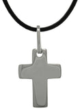 Jewelry Trends Stainless Steel Classic Cross Pendant on Black Leather Necklace Unisex Design