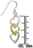 Jewelry Trends Sterling Silver Gold-plated Three Heart Dangle Earrings Gift