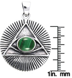 Jewelry Trends Eye of Horus Sterling Silver Pendant Necklace 18" Created Malachite