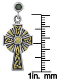 Jewelry Trends Sterling Silver and Gold Plated Celtic Cross Dangle Earrings with Black CZ Posts
