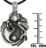 Jewelry Trends Pewter Frog on Yin Yang Pendant with 18 Inch Black Leather Cord Necklace