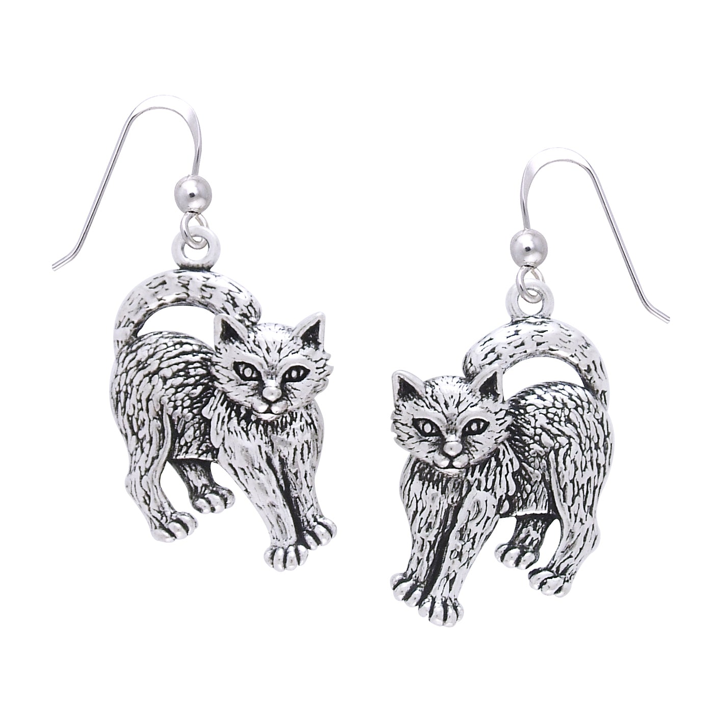 Jewelry Trends Sterling Silver Playful Kittens Cat Dangle Earrings