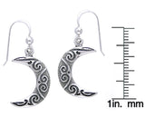 Jewelry Trends Sterling Silver Crescent Moon Spiral Celtic Dangle Earrings