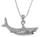 Jewelry Trends Sterling Silver Great White Shark Pendant on 18 Inch Box Chain Necklace