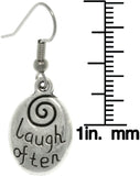 Jewelry Trends Pewter ' Laugh Often - Love Much ' Inspirational Message Dangle Earrings