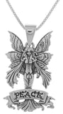 Jewelry Trends Sterling Silver Amy Brown Peace Fairy Pendant on 18 Inch Box Chain Necklace