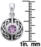 Jewelry Trends Sterling Silver with Purple Amethyst Celtic Knot Pendant on 18 Inch Box Chain Necklace