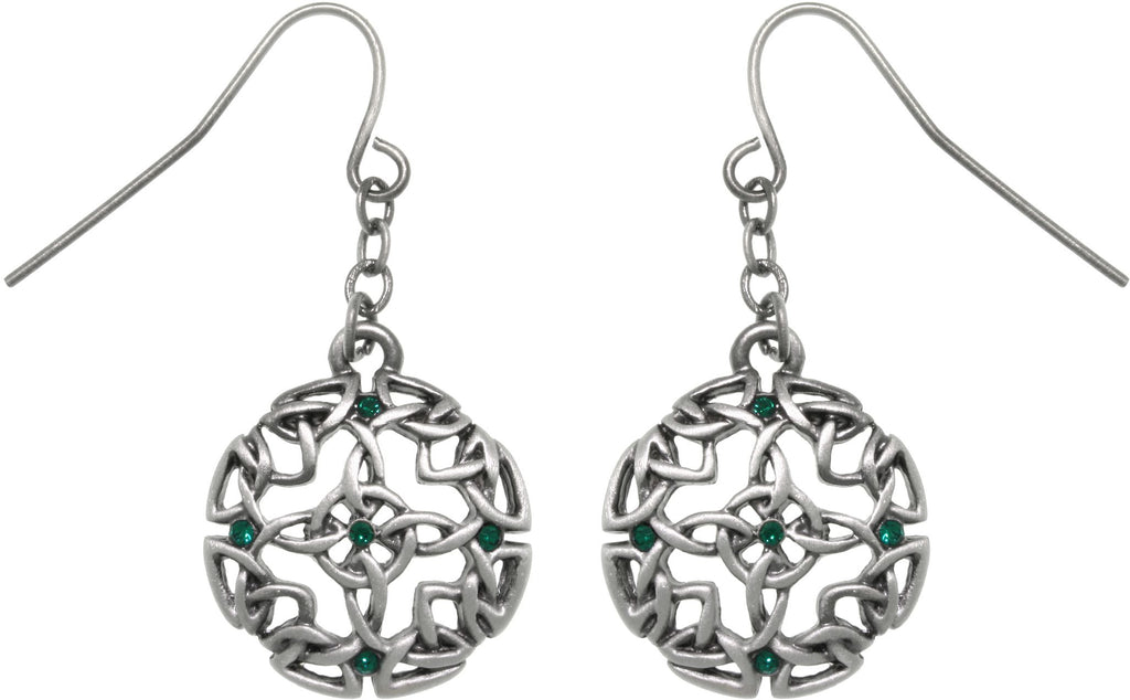 Jewelry Trends Pewter Celtic Circle Of Life and Good Fortune Dangle Earrings