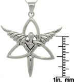 Jewelry Trends Sterling Silver Trinity Angel Celtic Knot Pendant on 18 inch Box Chain Necklace