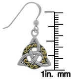 Jewelry Trends Sterling Silver and Gold-Plated Celtic Triquetra Trinity Knot Dangle Earrings