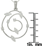 Jewelry Trends Sterling Silver CZ Round Swirl Cosmos Pendant on 18 inch Box Chain Necklace