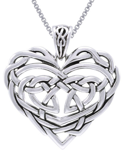 Jewelry Trends Sterling Silver Celtic Lace Heart Pendant on 18 Inch Box Chain Necklace