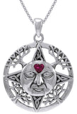 Jewelry Trends Sterling Silver Winter Sun Face Celtic Medallion Pendant with Heart on 18 Inch Box Chain Necklace