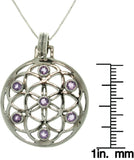 Jewelry Trends Sterling Silver Amethyst Flower of Life Pendant on 18 Inch Box Chain Necklace