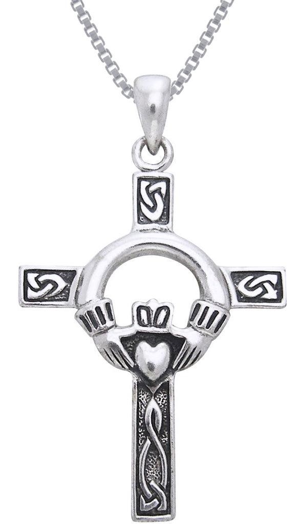 Jewelry Trends Pewter Five Cross Pendant with 18 Inch Black Leather Co