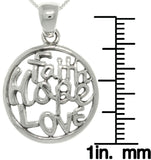 Jewelry Trends Sterling Silver Round 'Faith Hope Love' Pendant with 18 Inch Box Chain Necklace