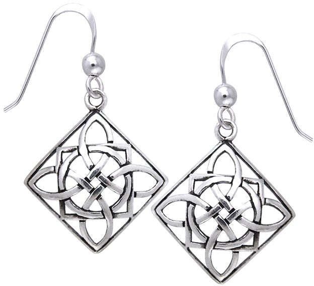 Jewelry Trends Sterling Silver Celtic Square Power Shield Knot Dangle Earrings Jewelry