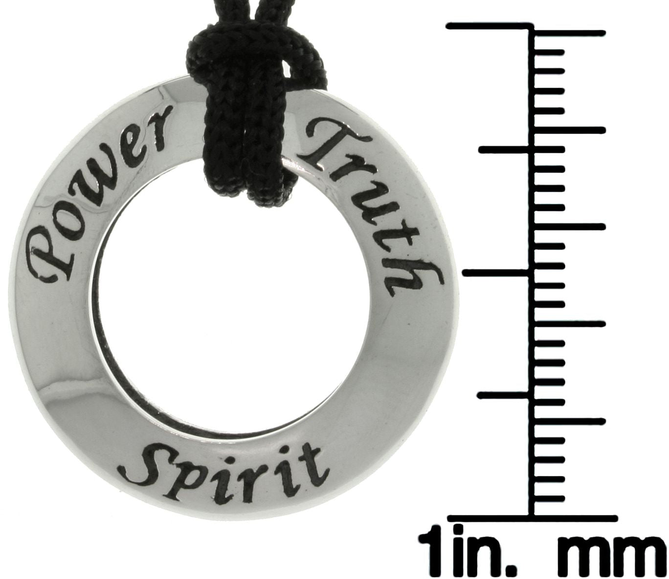 Jewelry Trends Sterling Silver Faith Ring Pendant on Black Cord Neckla