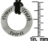 Jewelry Trends Sterling Silver Power, Truth and Spirit Ring Pendant with Black Cord Necklace
