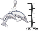Jewelry Trends Sterling Silver Mother and Baby Dolphin Pendant on 18 Inch Box Chain Necklace