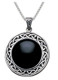 Jewelry Trends Sterling Silver and Black Onyx Celtic Knotwork Pendant on 18 Inch Box Chain Necklace
