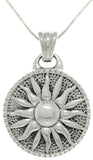 Jewelry Trends Sterling Silver Round Sunburst Pendant with 18 Inch Box Chain Necklace