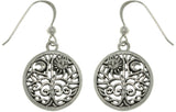 Jewelry Trends Sterling Silver Celtic Moon and Sun Tree of Life Round Filigree Dangle Earrings