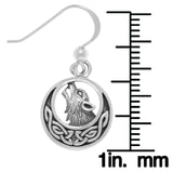 Jewelry Trends Sterling Silver Howling Wolf Celtic Moon Dangle Earrings