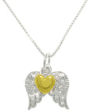 Jewelry Trends Sterling Silver Angel Wings Pendant with Gold-plated Heart on Box Chain Necklace