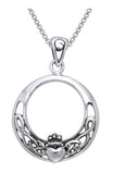 Jewelry Trends Sterling Silver Celtic Claddagh Pendant on 18 Inch Box Chain Necklace