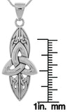 Jewelry Trends Sterling Silver Long Celtic Trinity Knot Pendant on 18 Inch Box Chain Necklace