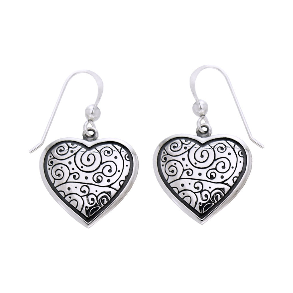 Jewelry Trends Sterling Silver Celtic Spiral Heart Dangle Earrings