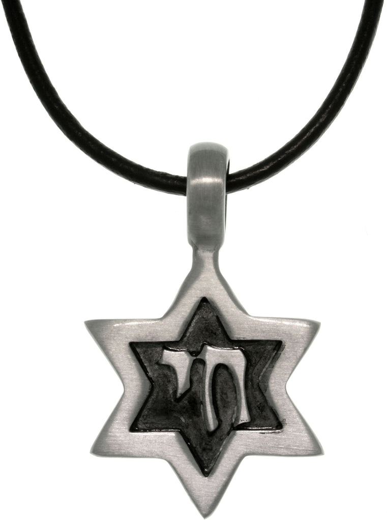 Jewelry Trends Pewter Star of David Pendant with 18 Inch Black Leather Cord Necklace