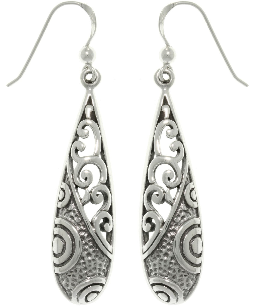 Jewelry Trends Sterling Silver Mixed Texture Long Dangle Earrings