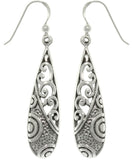 Jewelry Trends Sterling Silver Mixed Texture Long Dangle Earrings