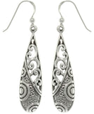 Jewelry Trends Sterling Silver Mixed Texture Long Dangle Earrings