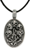 Jewelry Trends Pewter Skulls and Bones Unisex Pendant on 18 Inch Black Leather Cord Necklace
