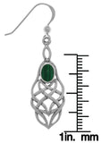 Jewelry Trends Sterling Silver and Created Malachite Celtic Knotwork Dangle Earrings