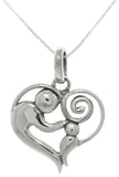 Jewelry Trends Sterling Silver Mother and Child Heart Pendant with Box Chain Necklace Mothers Day Gift