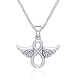 Jewelry Trends Trinity Knot Angel Wing Sterling Silver Pendant Necklace 18"