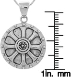 Jewelry Trends Sterling Silver Viking Shield Wheel of Balance Pendant on 18 Inch BoxChain Necklace