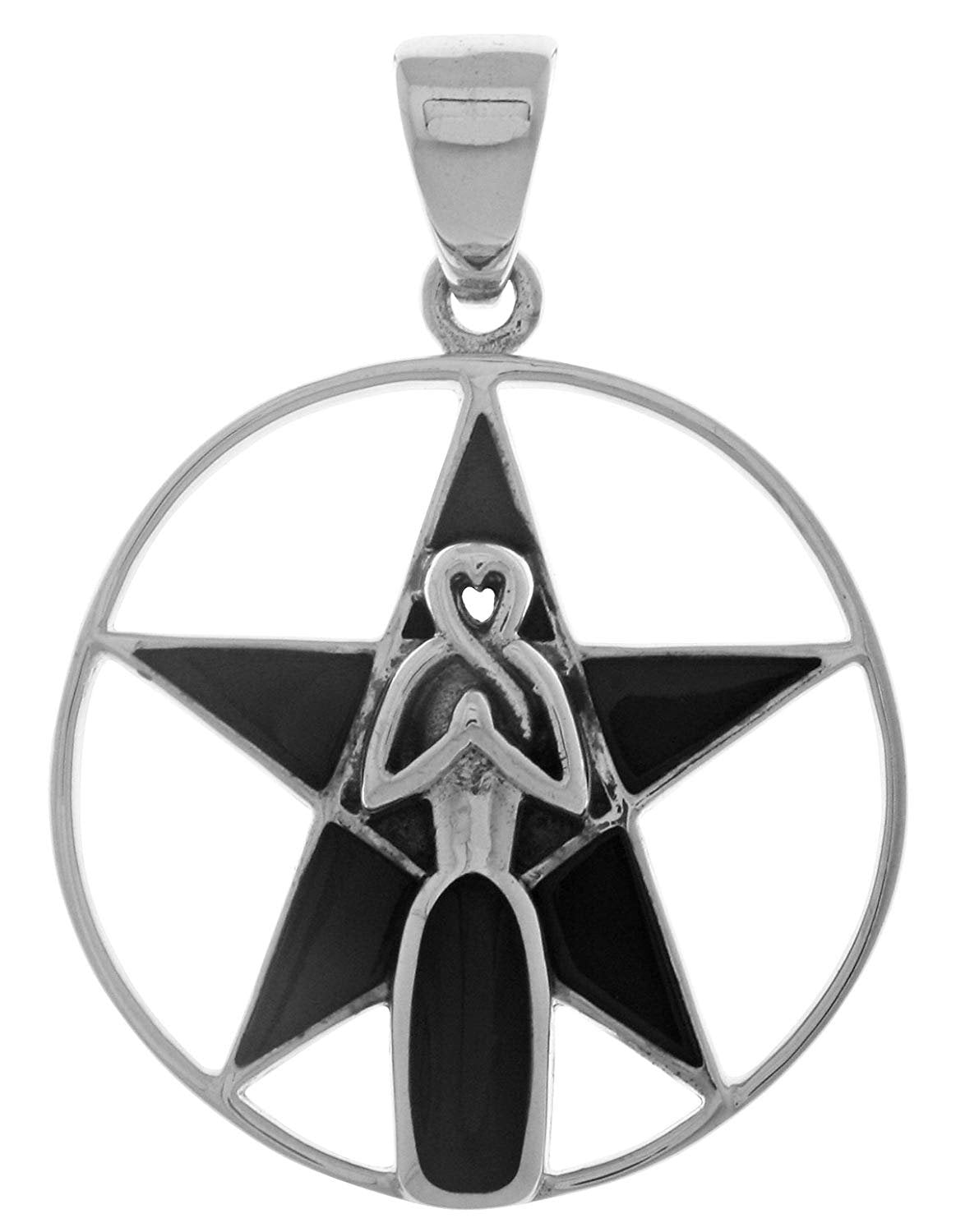 Jewelry Trends Goddess Pentacle Sterling Silver Pendant Created Black Onyx