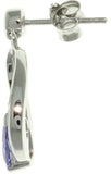 Opal Earrings - Sterling Silver Created Blue Opal with Amethyst Purple CZ Teardrop Dangle Earrings