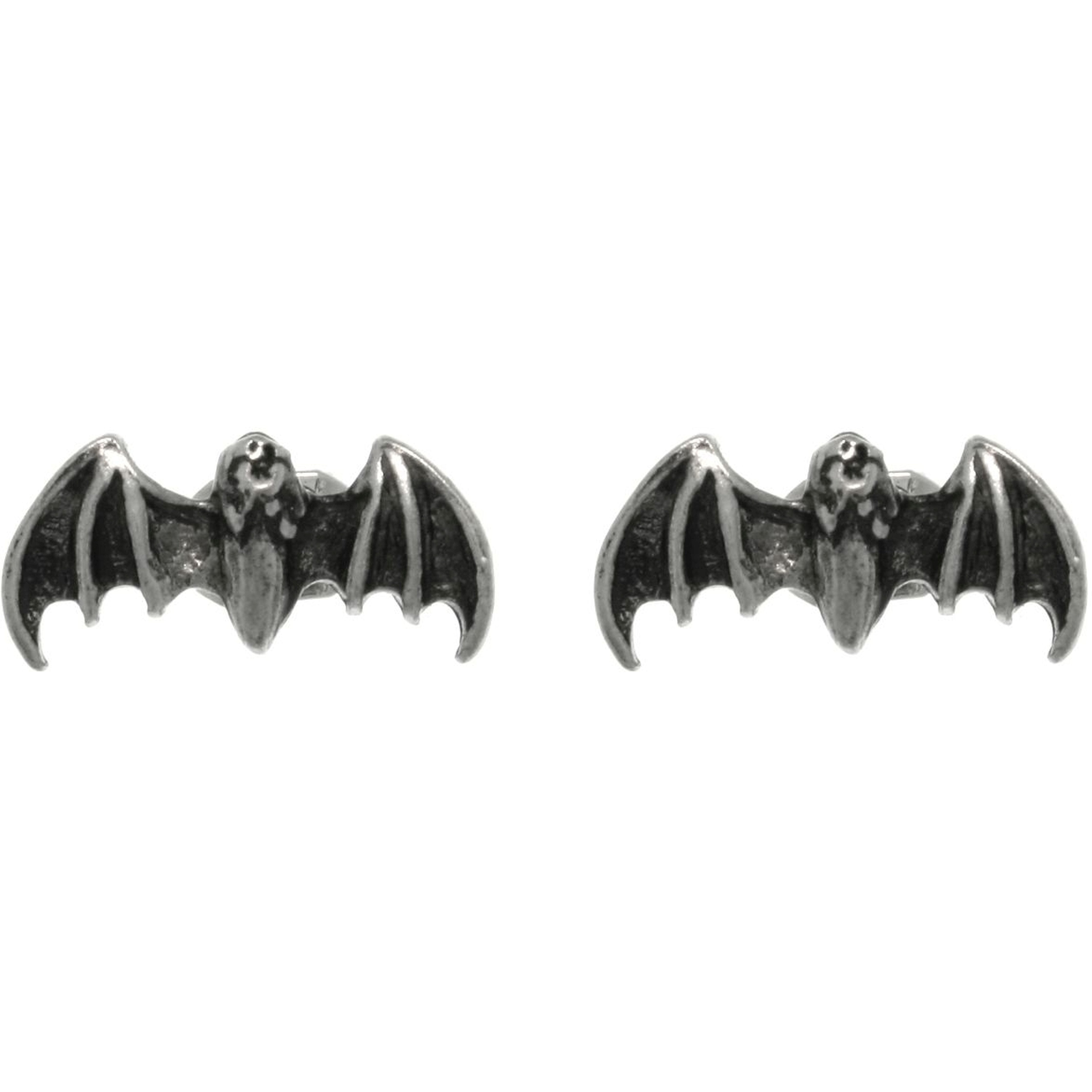 Jewelry Trends Pewter Flying Bat Unisex Stud Post Earrings