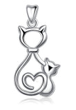 Jewelry Trends Kitty Cat Kitten Heart Sterling Silver Pendant Necklace 18"