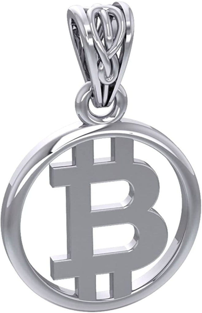 Jewelry Trends Crypto Sterling Silver Bitcoin Symbol Cryptocurrency Pendant Necklace 18"