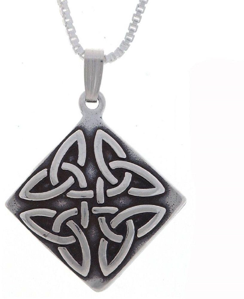 Jewelry Trends Sterling Silver Celtic Triangle Knot Pendant with 18 Inch Chain Necklace