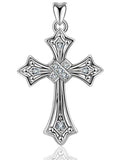 Jewelry Trends Traditional X-Center Cross CZ Highlighted Sterling Silver Pendant Necklace 18"