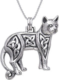 Jewelry Trends Sterling Silver Celtic Cat Pendant on 18 Inch Box Chain Necklace Feline Gift